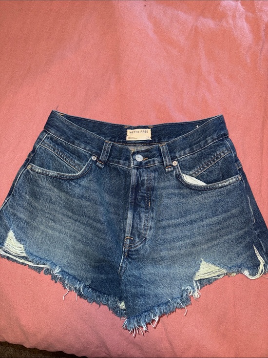 Free People Pants - Free People Dark Blue Distressed Denim Cutoff Shorts
